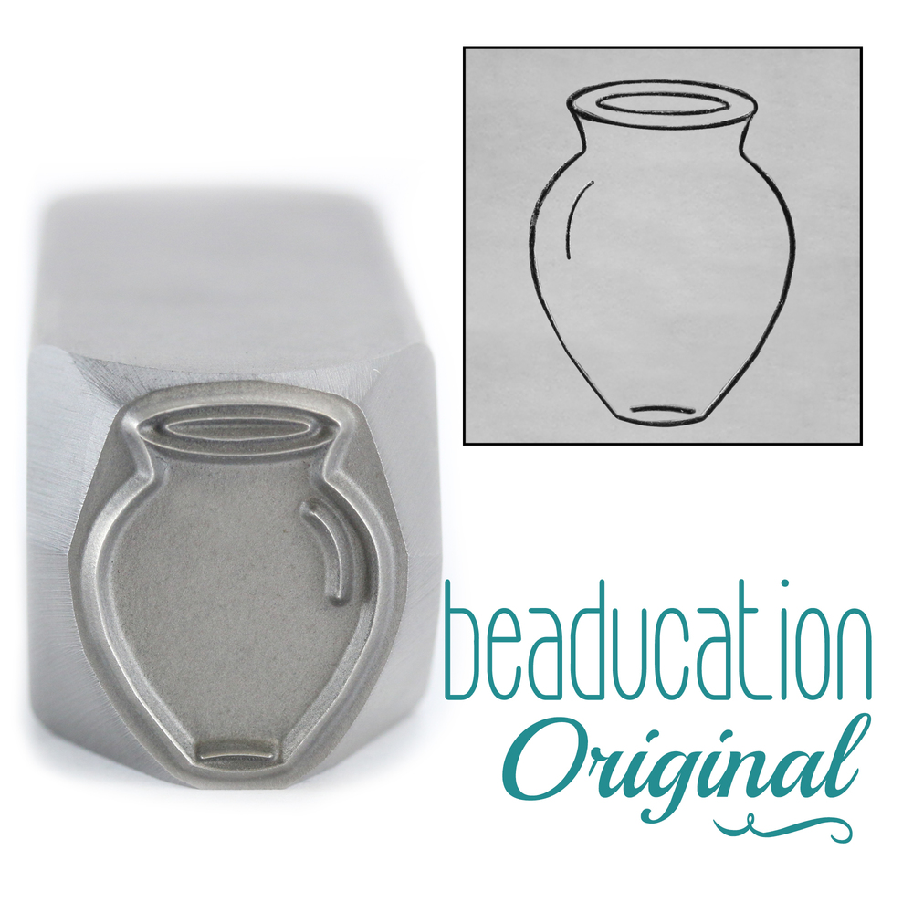 Metal Stamping Tools Tall and Wide Classic Flower Vase Metal Design Stamp, 17mm - Beaducation Original